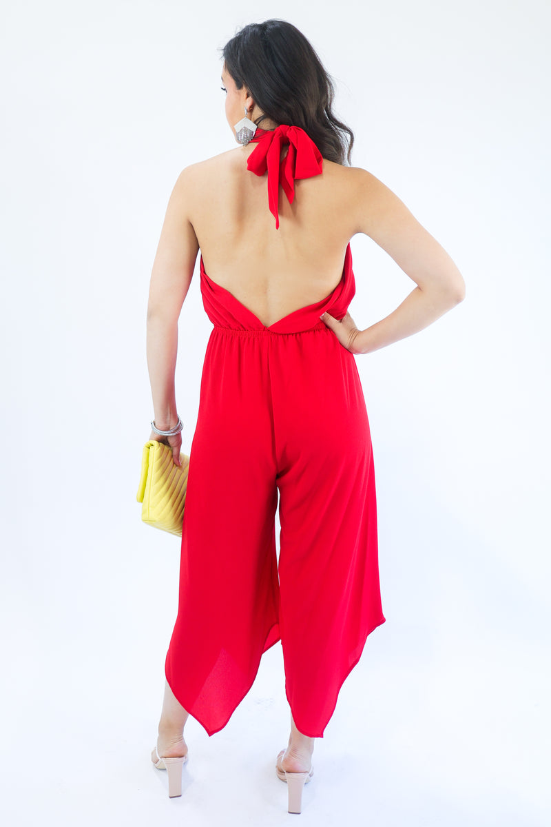 Fabulous Summer Nights Jumpsuit In Red