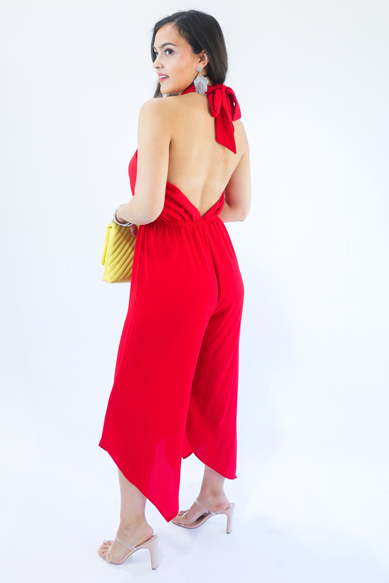 Fabulous Summer Nights Jumpsuit In Red
