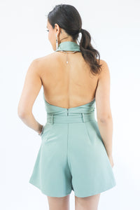 Back To The Beach Romper In Dusty Sage