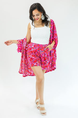 Summer Sway Floral Shorts In Magenta