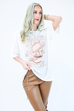 Long Live Cowboys Oversized Tee In White