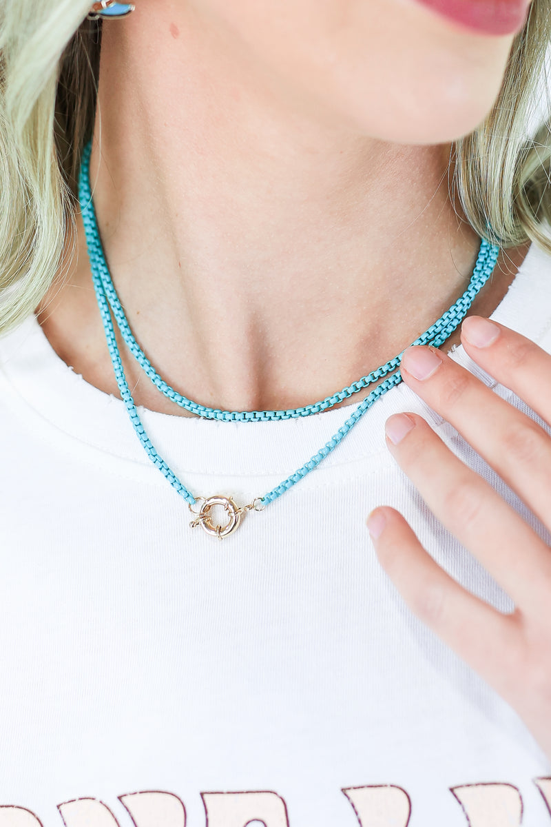 Fierce Move Link Necklace In Teal