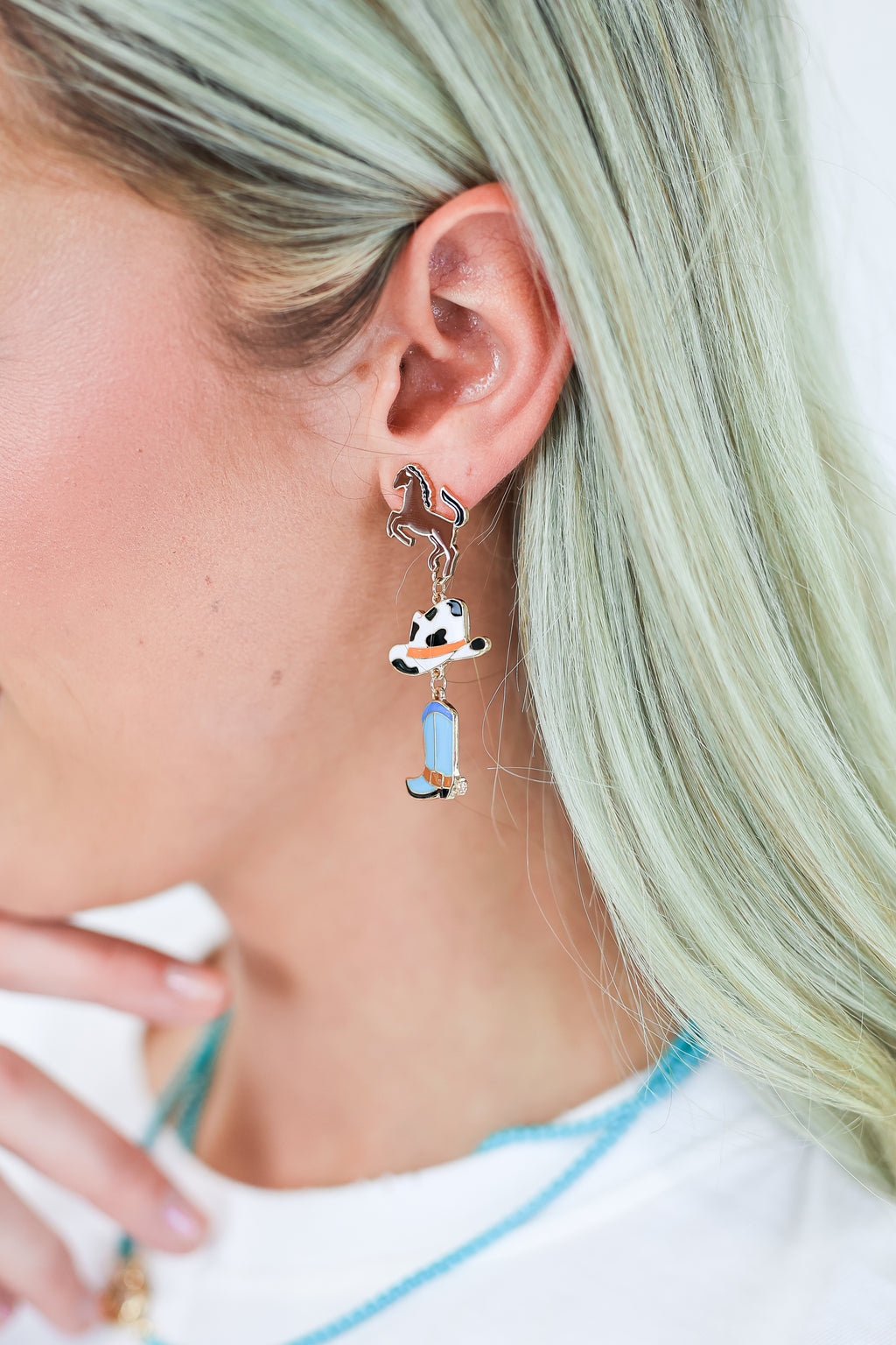 Save A Horse Earrings In Turquoise