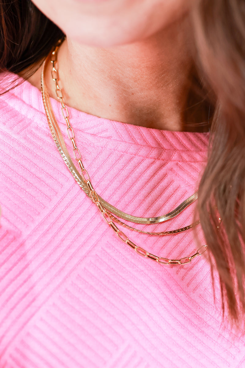 Retro Vibe Layered Necklace In Gold