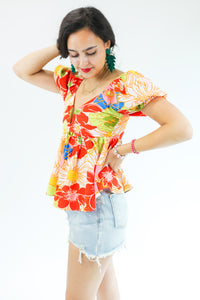 No Turning Back Floral Shift Top In Red