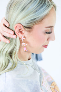 Save A Horse Earrings In Hot Pink