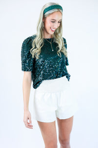 Glamour Party Faux Leather Shorts In White