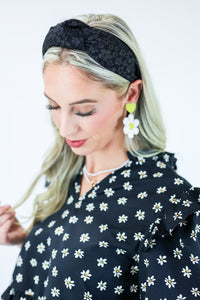 Sunny Day Floral Headband In Black