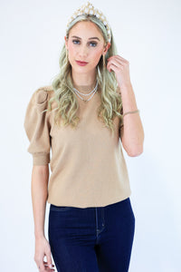 Classically Fabulous Knit Top In Taupe