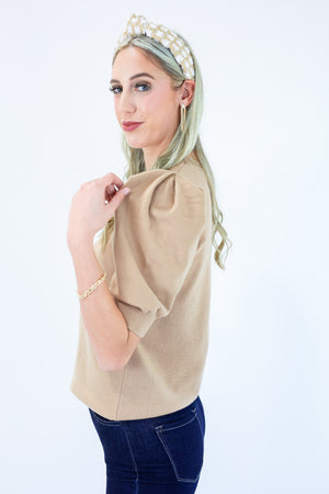 Classically Fabulous Knit Top In Taupe