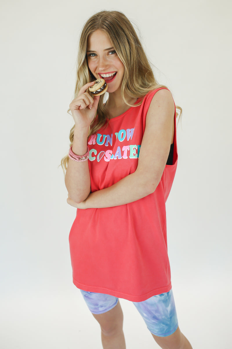 Run Now Tacos Later Tank In Coral