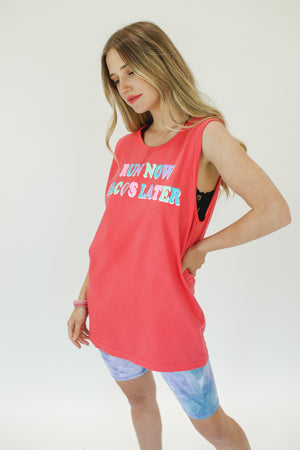 Run Now Tacos Later Tank In Coral