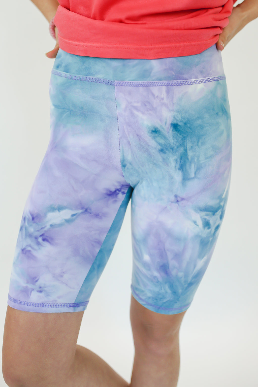 Summer Vibes Bike Shorts In Aqua Purple