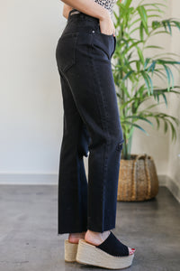 The Marlo High Waist Ankle Jeans in Black