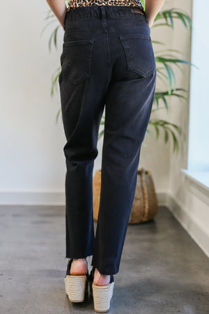 The Marlo High Waist Ankle Jeans in Black