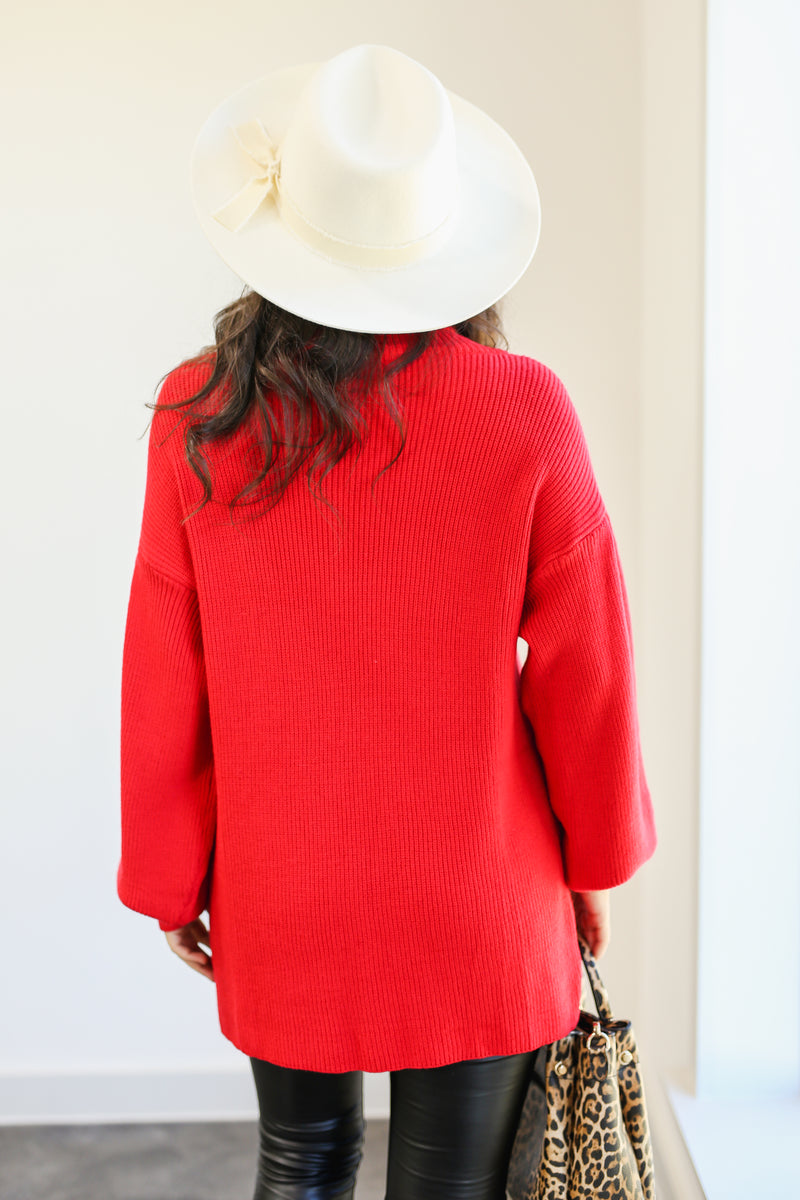 Home Bound Knit Sweater In Red