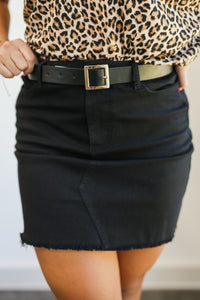 The Pearson Black Denim Skirt