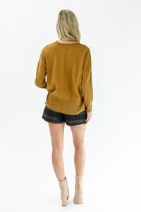 Cuteness Counts Knit Sweater In Brown Sugar