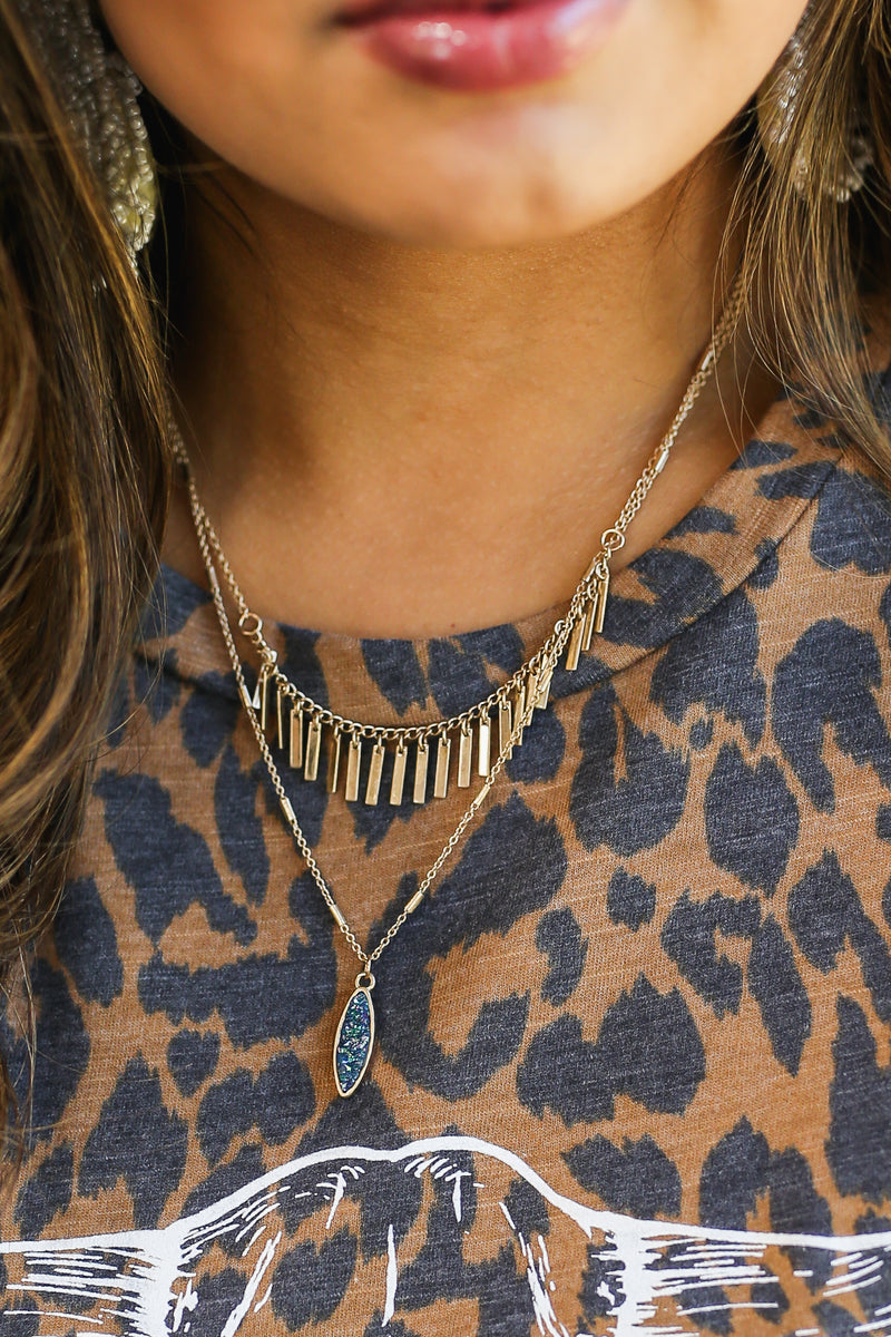 Southern Fall Layered Necklace In Navy