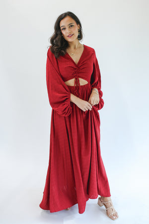 Grand Entrance Maxi Dress In Cranberry