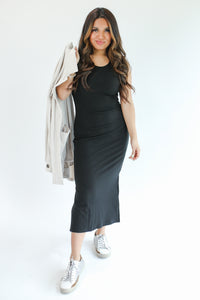 Carolina Bound Ribbed Dress In Black