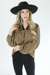 Effortless Beauty Leopard Embroidered Top