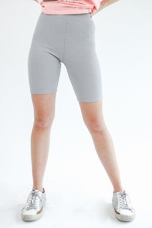 The Karyn Ribbed Bike Shorts In Grey