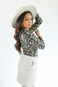 Sweet Leopard Ribbed Ruffle Top