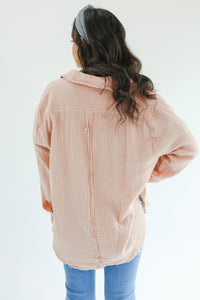 Rise Above Button Down Top In Melon