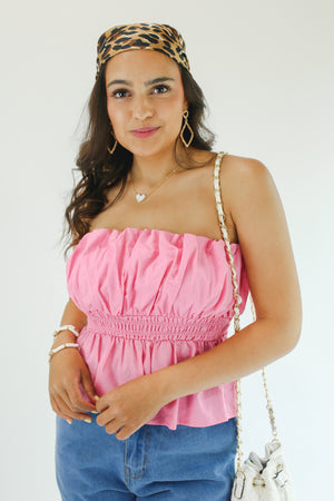 Sweet Bliss Smocked Tube Top In Pink