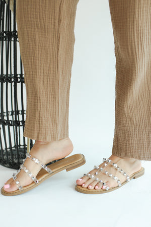 The Paige Studded Sandals In Clear