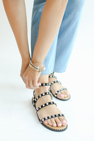 The Emily Studded Sandals In Black