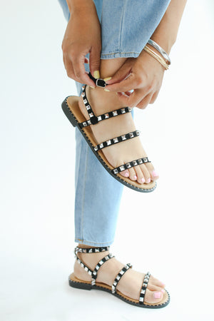 The Emily Studded Sandals In Black