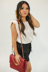 The Blair Quilted Handbag In Cranberry