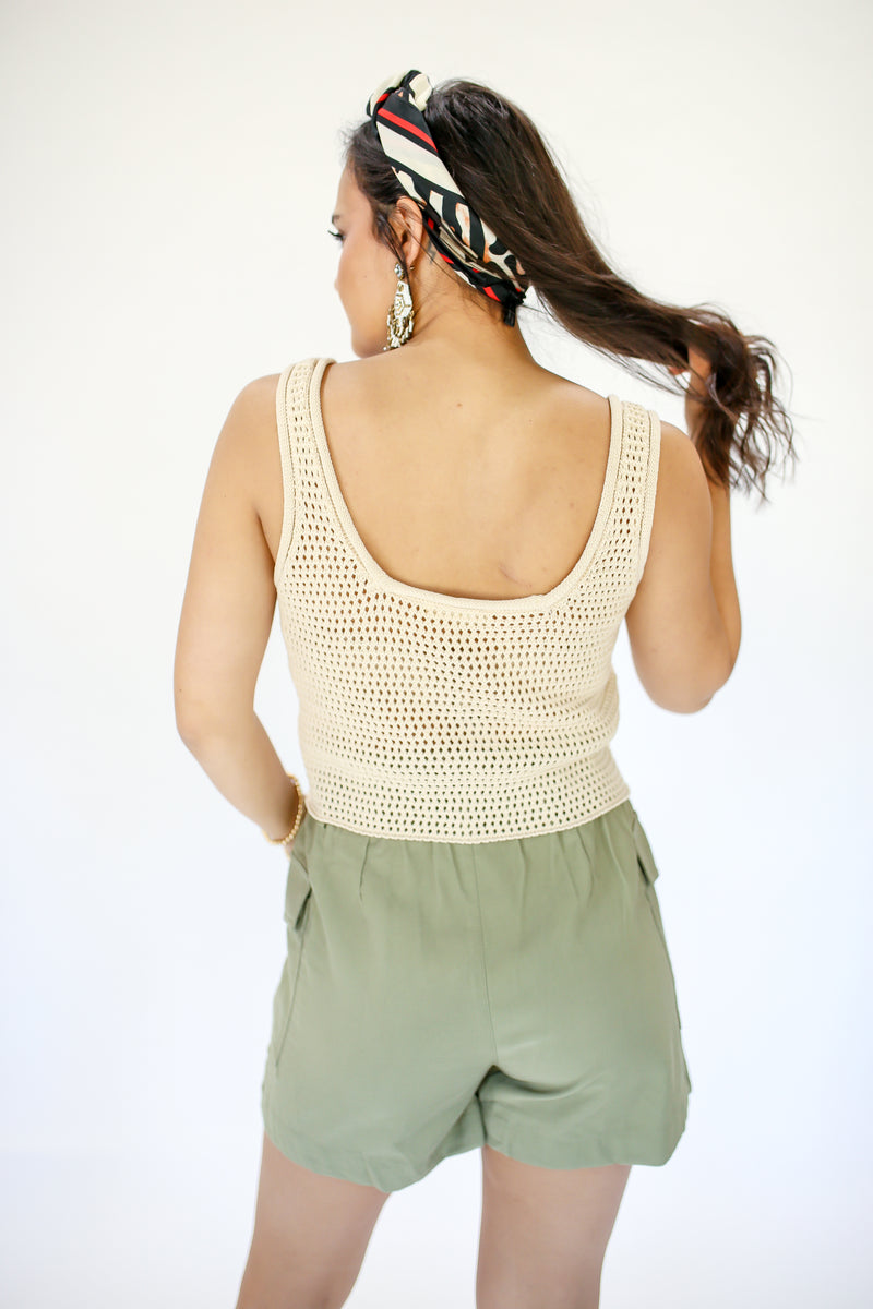 Oceanside High Waisted Shorts In Olive