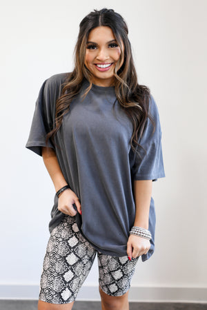 What A Blessing Oversized Distressed Tee In Charcoal