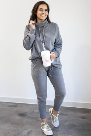 Cozy On The Run Joggers In Charcoal