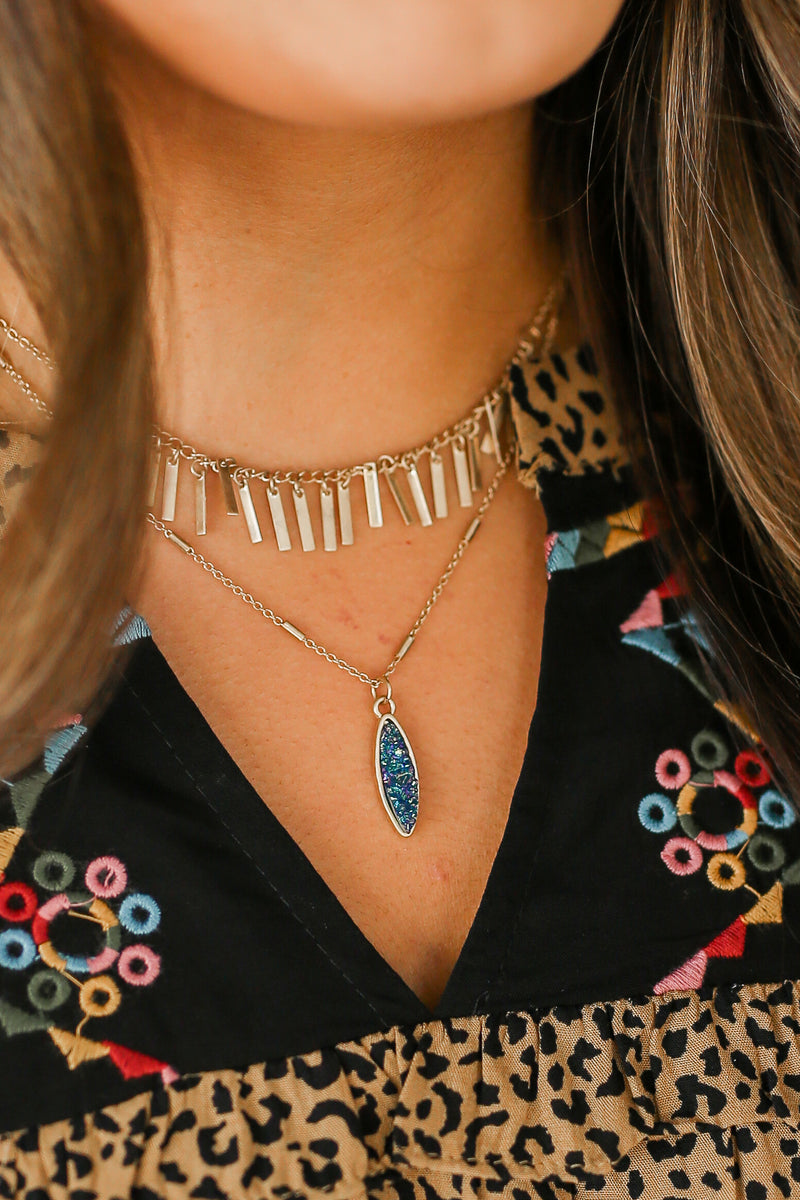 Southern Fall Layered Necklace In Navy