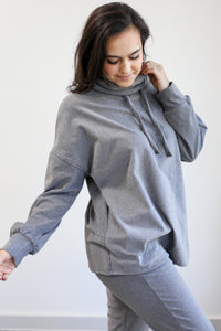 Cozy On The Run Shift Top In Charcoal