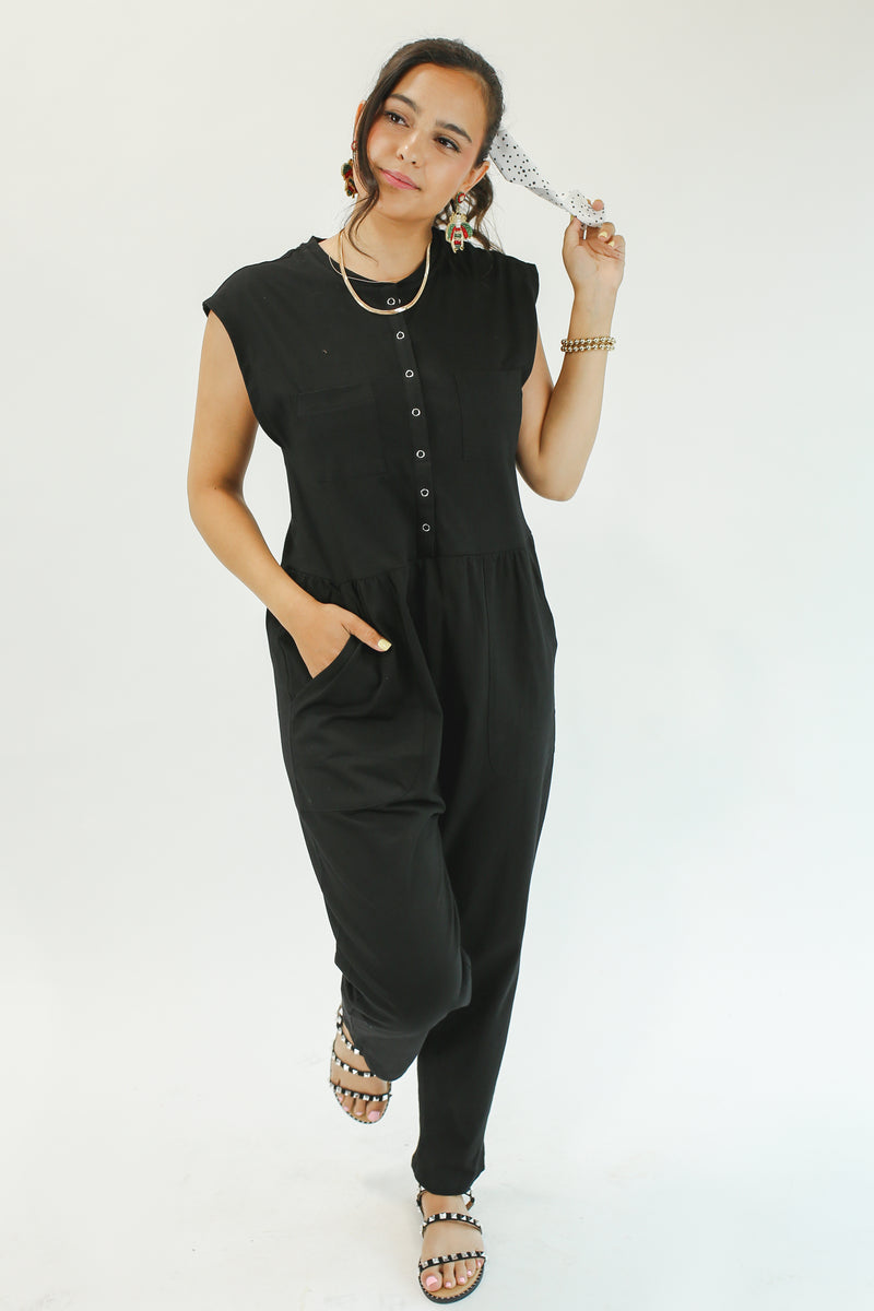 Fall Travels Jumpsuit In Black